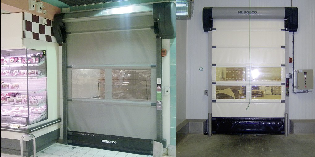 Fast acting doors for supermarkets