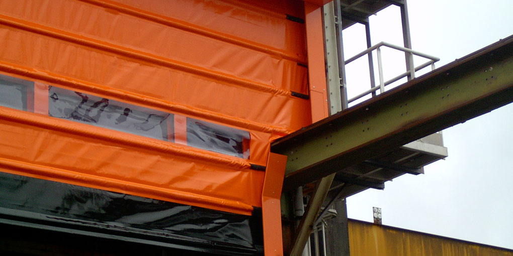 Transparent overhead crane door