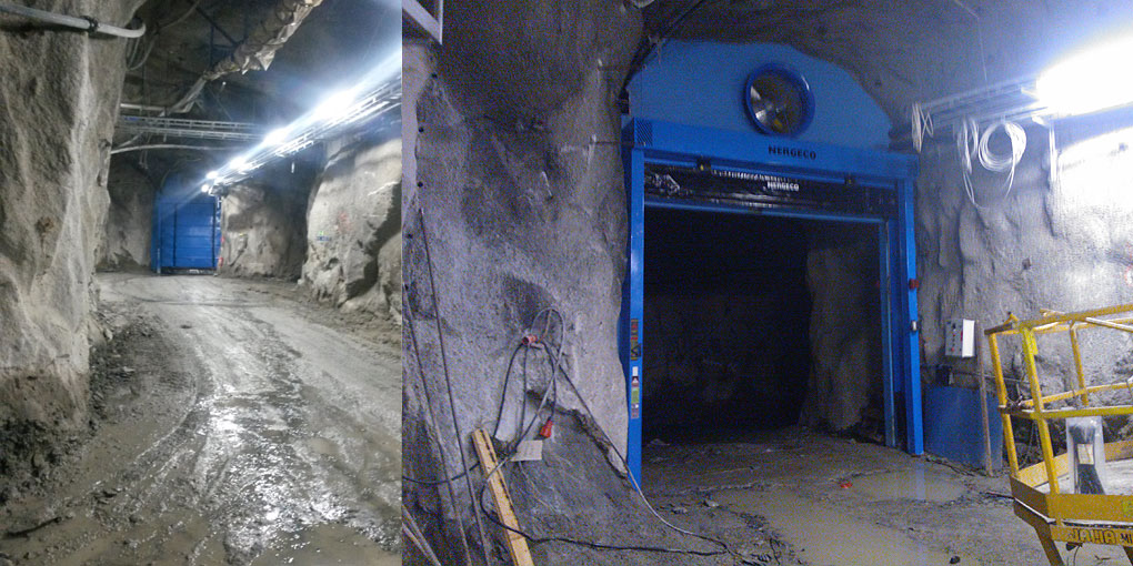 Portes souples rapides pour la ventilation des galeries de mines