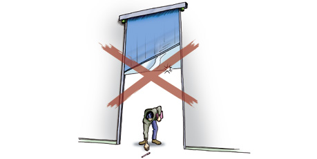 Vos portes souples rapides sont-elles inoffensives verticalement ?