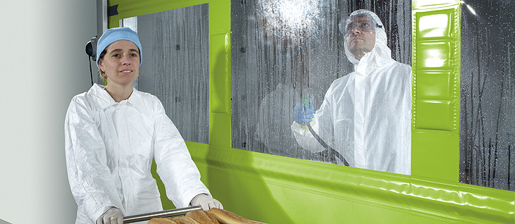 Washable high-speed flexible door for the food processing industry