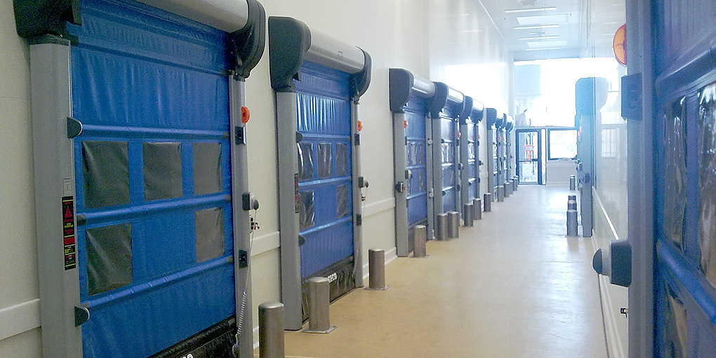 Automatic flexible Emergency Exit doors in a pharmacy