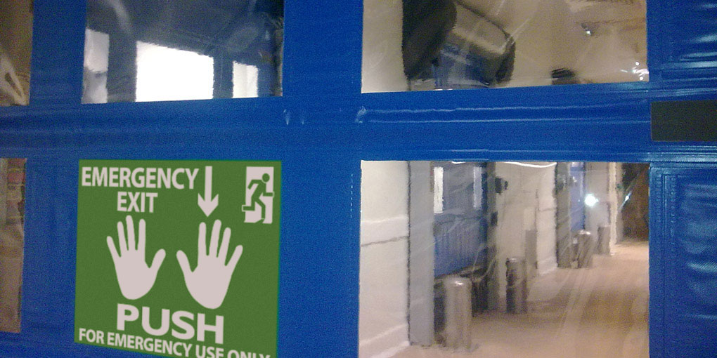 Flexible door for clean room emergency exit
